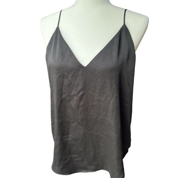 Express Black Y2K Cami Womens Top Thin Strap Size Medium V Neck Plunge Babydoll - Picture 1 of 6